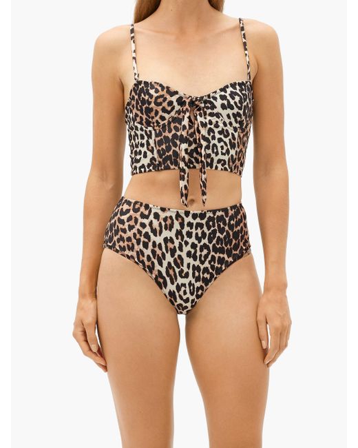 Ganni レオパード ハイライズ ビキニボトム Lyst