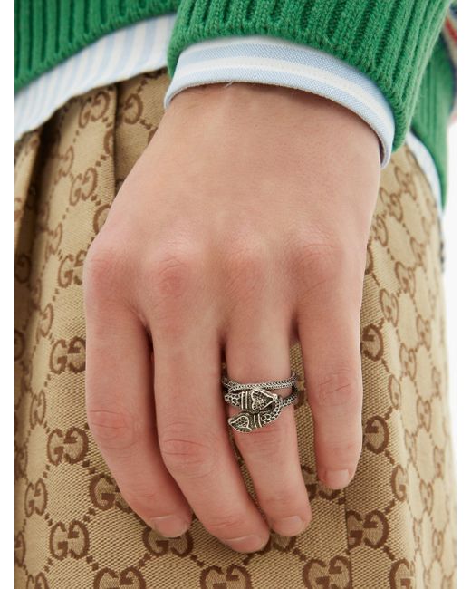 Gucci Garden Snake Sterling-silver Wrap Ring in Metallic for Men | Lyst