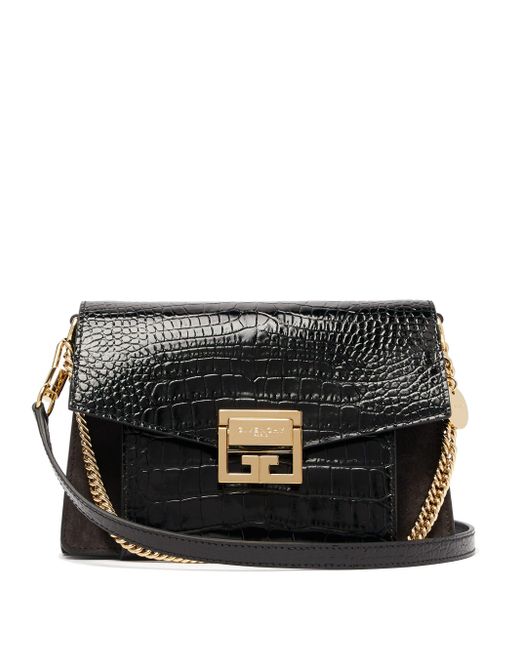 Givenchy Gv3 Small Crocodile-effect Leather Cross-body Bag in Black | Lyst