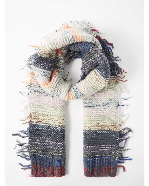 Acne Studios Karya Fringed Striped Wool-blend Scarf in Blue | Lyst