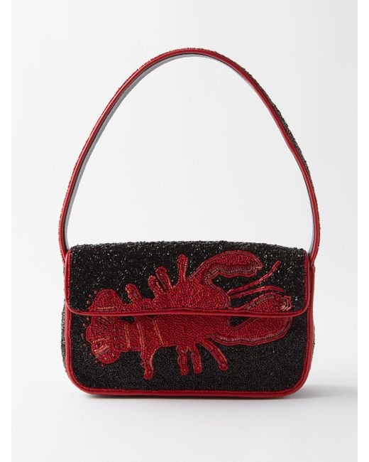 STAUD Tommy Beaded Lobster Shoulder Bag in Red Lyst