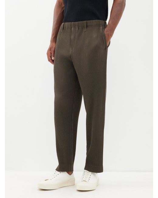 Homme Plissé Issey Miyake Green Technical-pleated Trousers for men