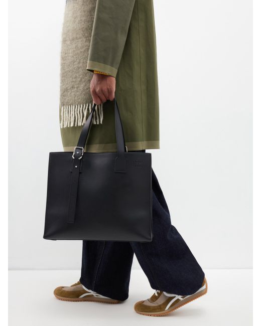Loewe Buckle Large Leather Tote Bag in Black for Men Lyst UK
