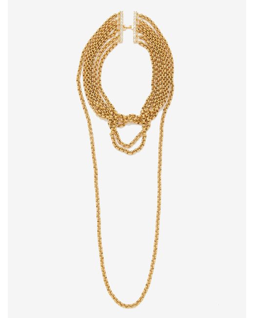 Timeless Pearly Metallic Chain-link 24kt Gold-plated Wrap Necklace