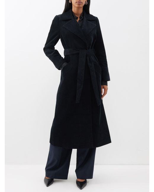 Cefinn Roxanne Belted Corduroy Trench Coat in Blue | Lyst
