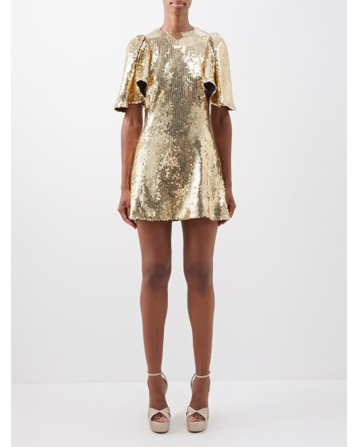 The Vampire's Wife Silk The Mini Night Tremors Sequinned Dress in Gold ...
