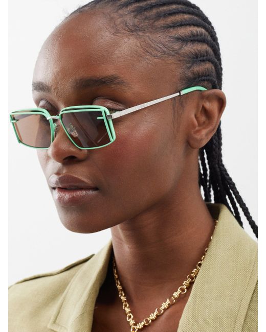 Fendi First Sight Rectangle-frame Metal Sunglasses | Lyst
