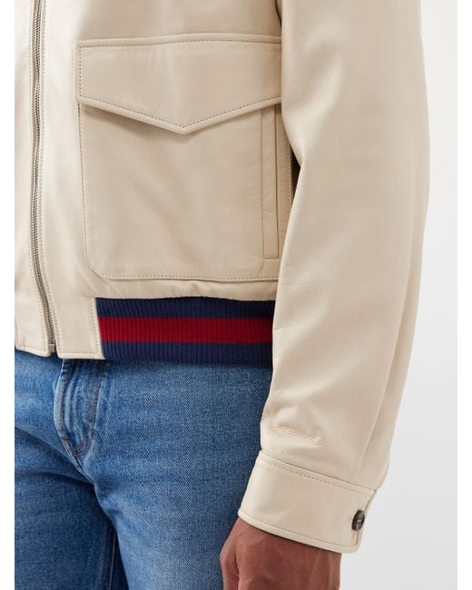 Gucci leather deals jacket with web