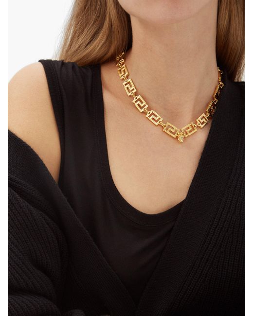Versace Greca Chain Necklace in Gold (Metallic) - Lyst