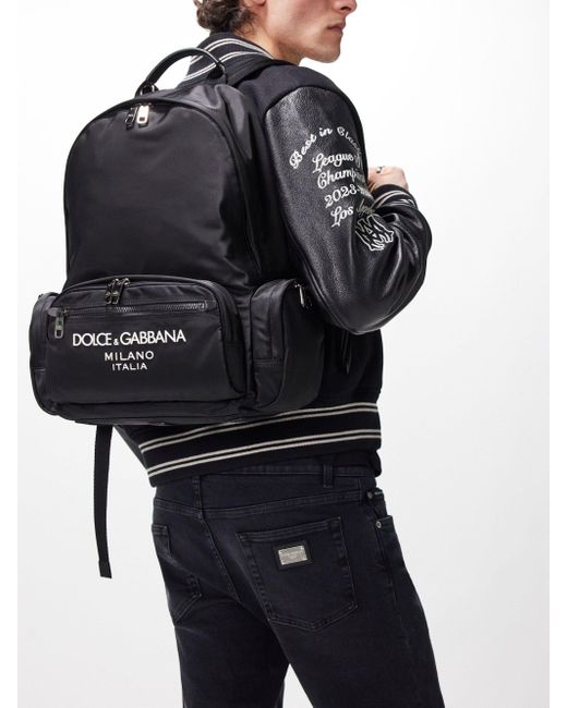 Dolce & Gabbana Logoembossed Nylon Backpack in Black for Men Lyst