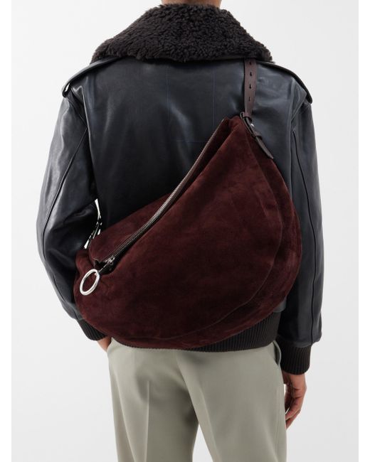 Burberry Large Suede Crossbody Bag in Brown for Men Lyst