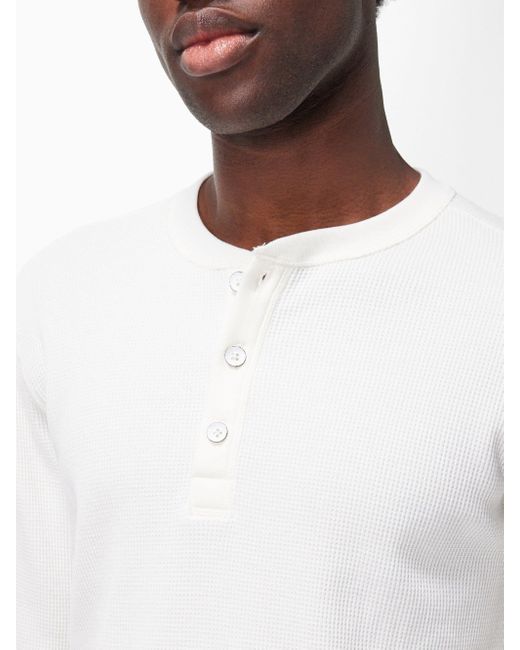 Rag & Bone Waffle-knit Cotton Henley Top in White for Men