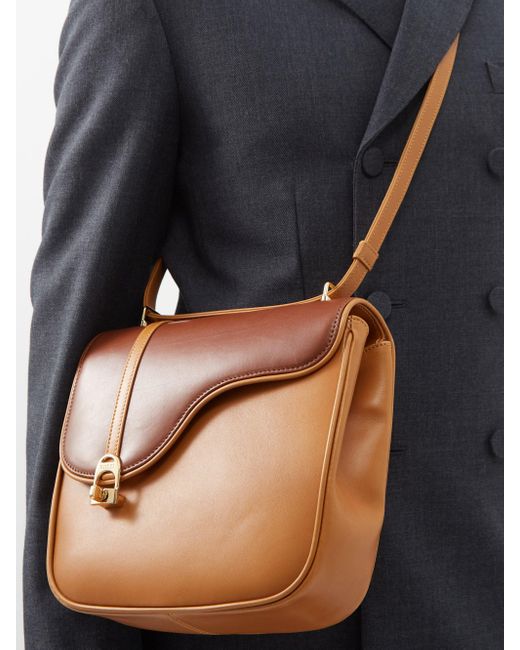 Gucci Equestrian Leather Cross-body Bag in Brown | Lyst