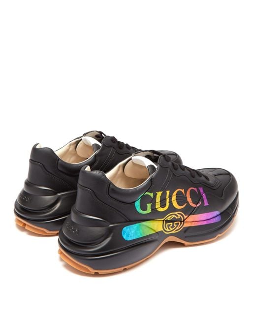gucci black vintage rhyton sneakers