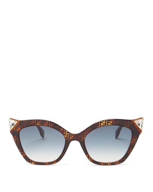 Fendi Havana Tortoiseshell Acetate Cat Eye Sunglasses In Brown Lyst