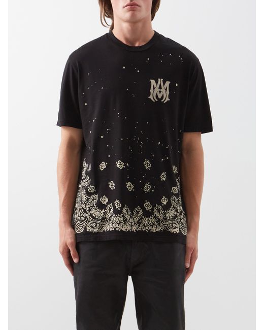 Amiri Paisley-print Cotton-jersey T-shirt in Black for Men | Lyst Canada