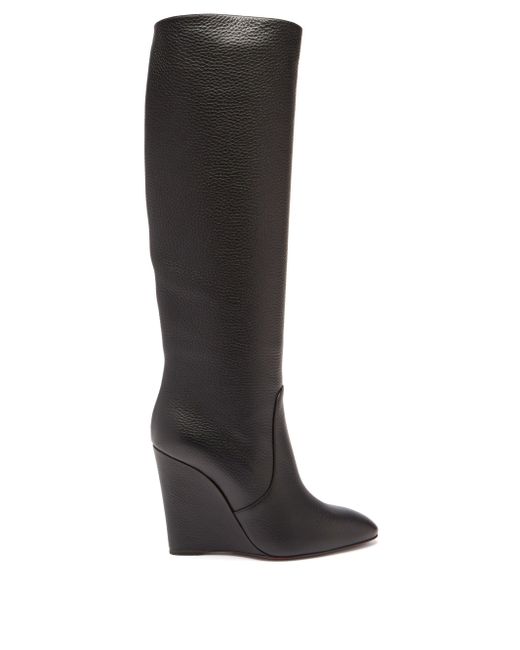 black knee high boots with wedge heel