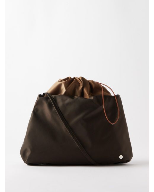 The Row Synthetic Bourse Xl Drawstring Nylon Clutch Bag in Dark Brown ...