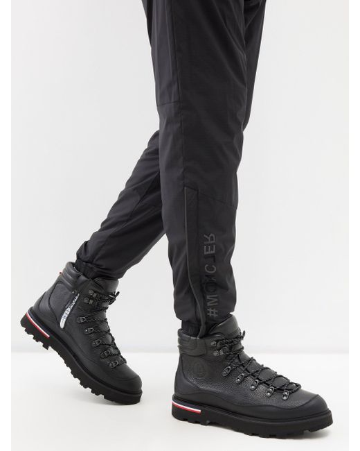 Moncler Peka Grainedleather Hiking Boots in Black for Men Lyst