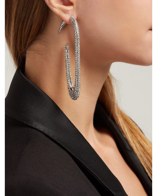 Saint Laurent Crystal Embellished Hoop Earrings in Metallic | Lyst Canada