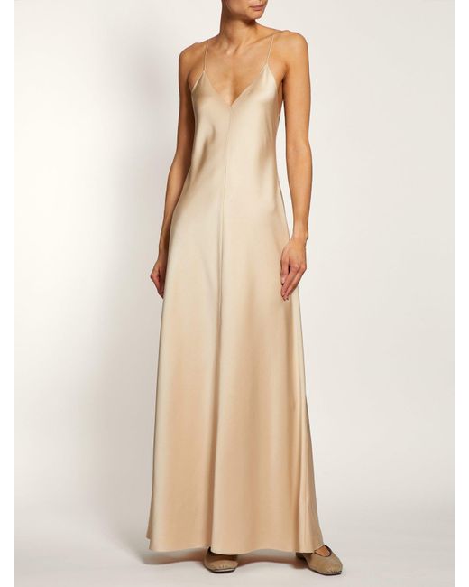 Nude silk deals slip dress