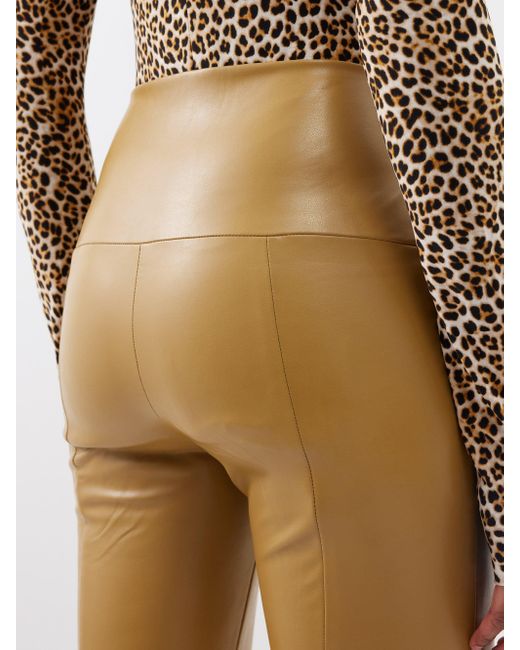 Norma Kamali Spat Faux-leather Flared Leggings in Natural