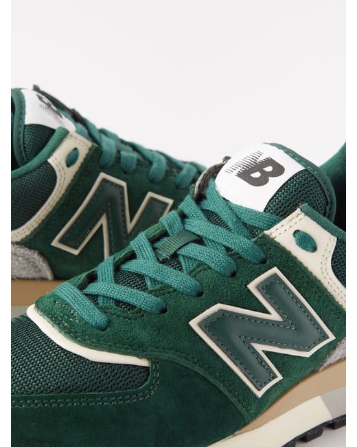 New Balance 574 Suede And Mesh Trainers in Green | Lyst