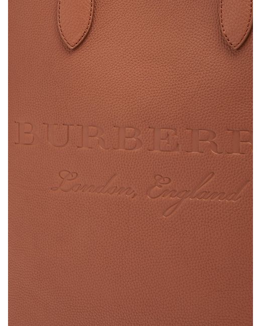 Burberry Logo-embossed Leather Tote Bag in Brown for Men