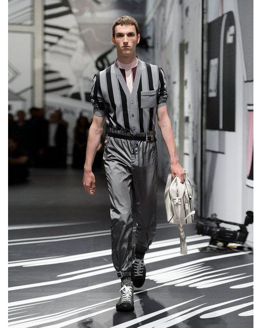 Prada Synthetic Slim-leg Velcro-cuff Nylon Trousers in Grey (Gray) for Men  | Lyst