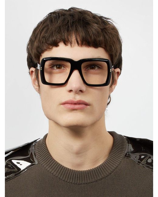 Gucci Oversized Square Frame Acetate Glasses in Black for Men | Lyst