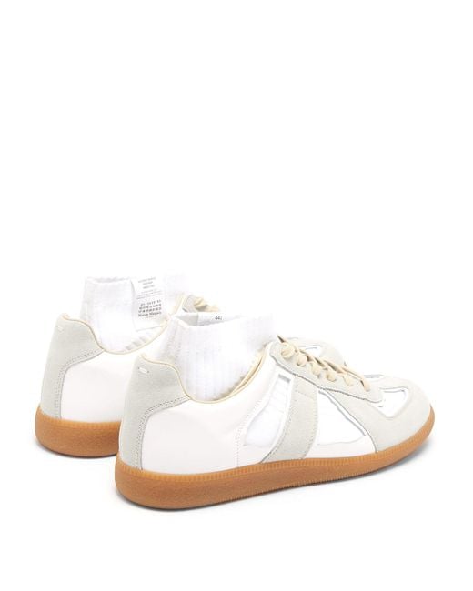 Maison Margiela Replica Cut Out Leather Sock Trainers in White for