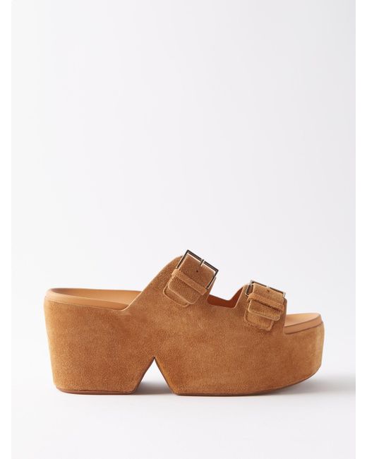 Clergerie Esme 90 Suede Wedge Sandals in Tan (Natural) | Lyst