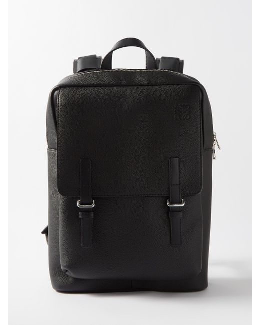 Loewe Military Grained-leather Backpack in Black for Men | Lyst