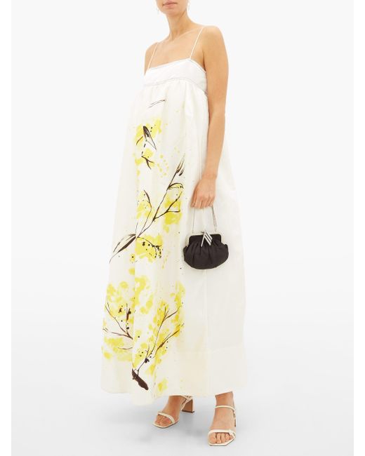 Aje. Mimosa Blooming Empire-waist Satin Dress in Yellow White (White) - Lyst