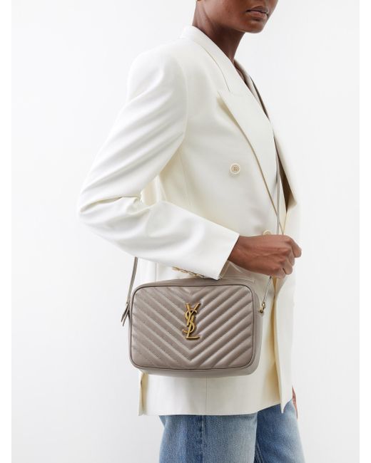 Saint Laurent Lou Mini Quilted Leather Crossbody Bag in Gray Lyst
