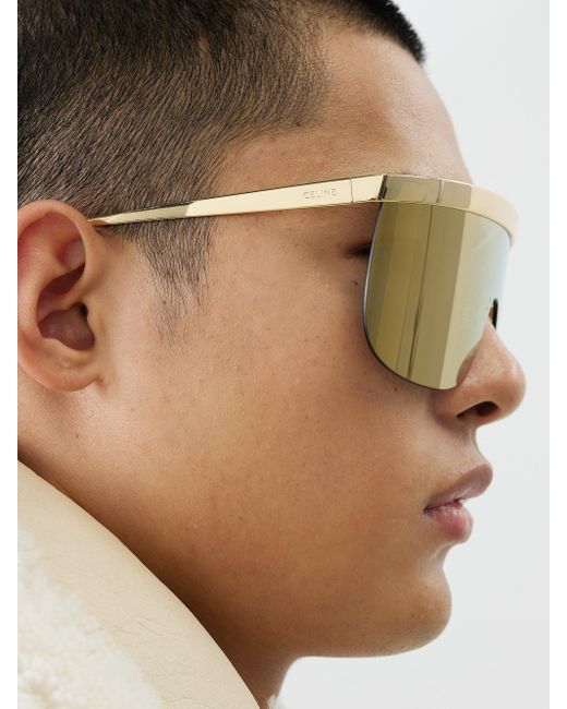 Celine Mask Mirrored-lens Shield Sunglasses in Natural for Men | Lyst Canada