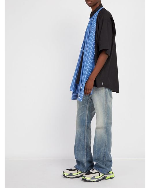 Balenciaga Double Layered Convertible Shirt in Blue for Men Lyst UK