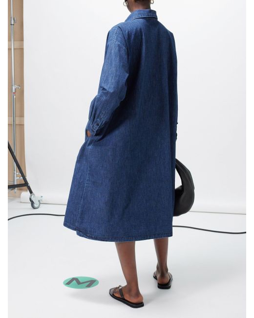 Eskandar A-line Button-down Denim Dress in Blue | Lyst