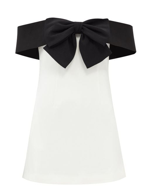 White dress with black ribbon sale