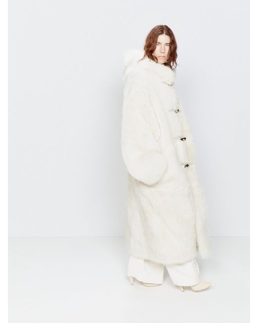 Raey Oversized Hooded Shearling Duffle Coat in White Lyst