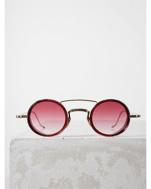 Jacques Marie Mage Red Ringo Round Metal Sunglasses for men