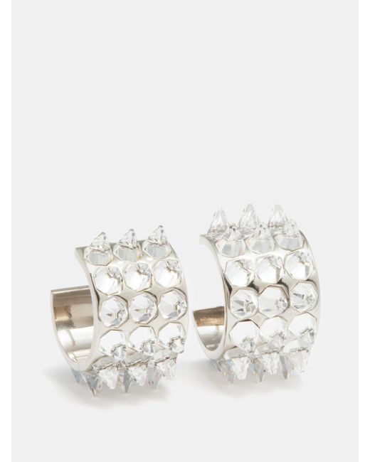 AMINA MUADDI Karma Crystal spike Hoop Earrings Lyst UK
