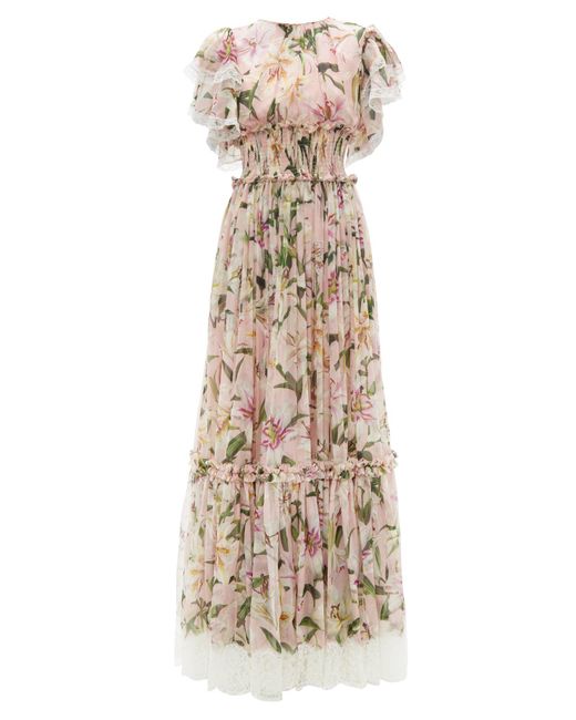 shirred chiffon gown