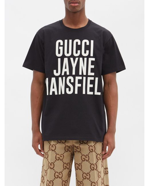 Gucci Jayne Mansfield-print Cotton T-shirt in Black for Men | Lyst