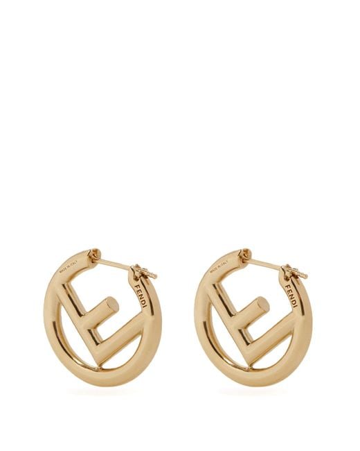 Fendi Snakeskin F is Fendi Hoop Earrings - Red, Gold-Tone Metal Hoop,  Earrings - FEN247896