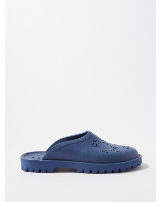 Gucci GG-perforated Rubber Mules in Blue for Men | Lyst UK