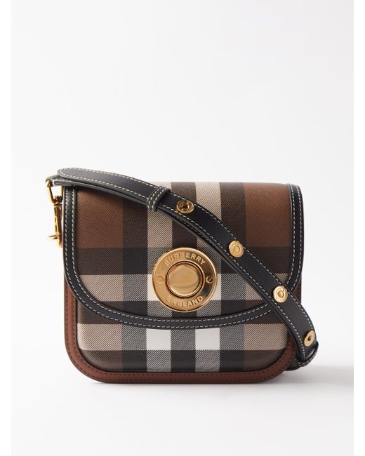 Burberry Note Vintage-check Coated-canvas Cross-body Bag in Brown | Lyst