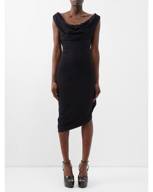 Vivienne Westwood Ginnie Draped-neckline Jersey Dress in Black | Lyst ...