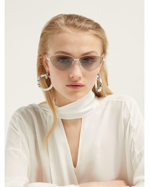 Balenciaga Invisible Cat Eye Metal Sunglasses in White | Lyst