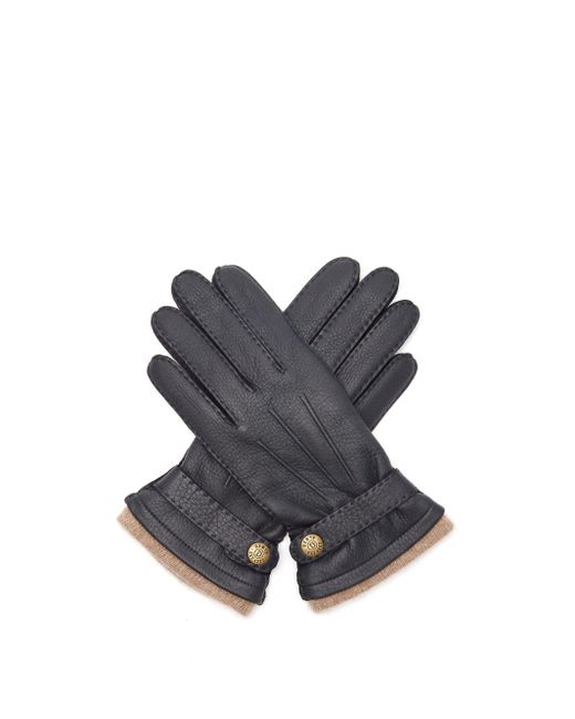 Navy Dents Mens Burford Cashmere Lined Leather Gloves 